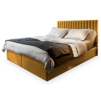 BOXBETT MURLO 200x200 cm mit Matratze und Topper, H2+H3 - Gelb - Gelb, Holz (200/200cm) - MASSENO