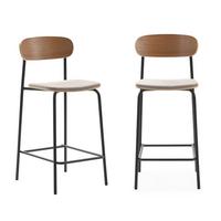 BARHOCKER (Set aus 2) aus Stoff mit schwarzen Metallbeinen - adriana 42/48/66 cm - Taupe, Textil (48/66/42cm) - Calicosy