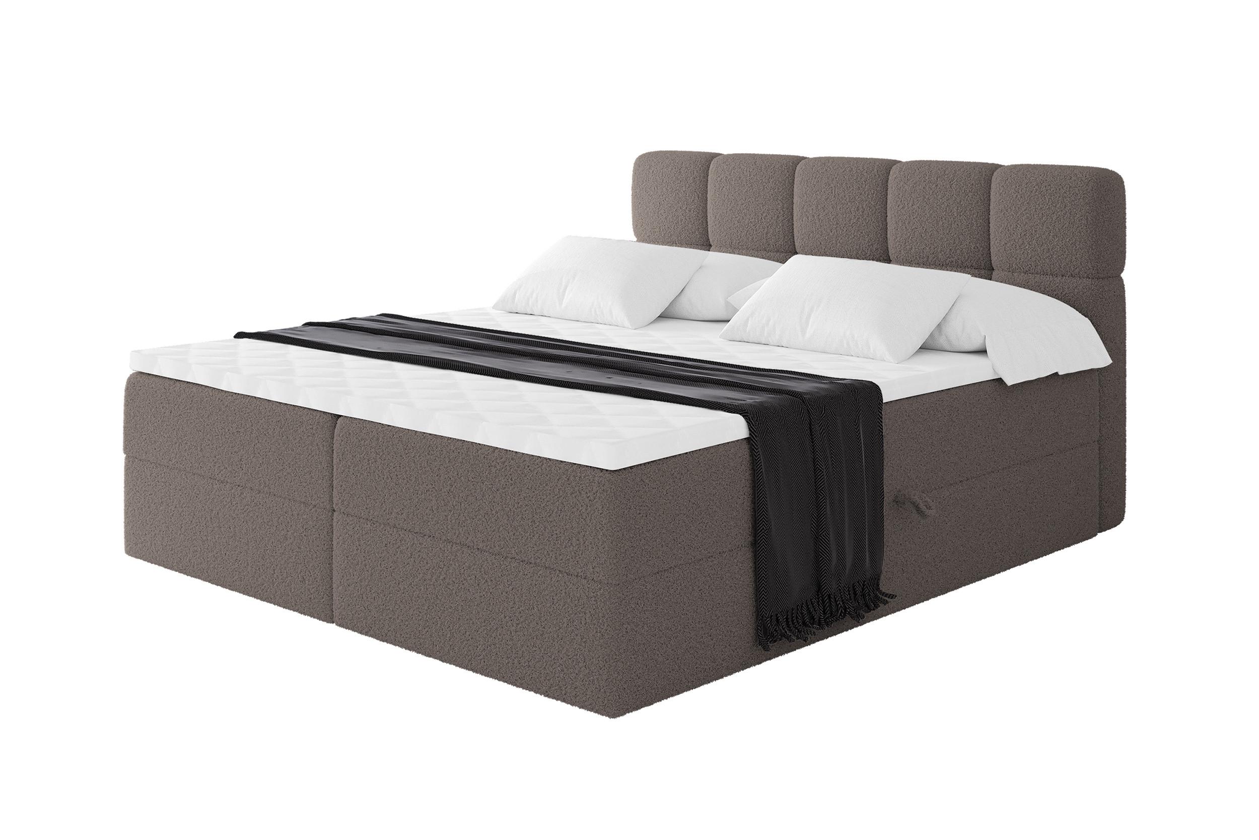 BOXBETT mit Matratze H4 - FAMA - 200x200 cm Braun Quelle - Braun, Holzwerkstoff (200/200cm) - ALTDECOR