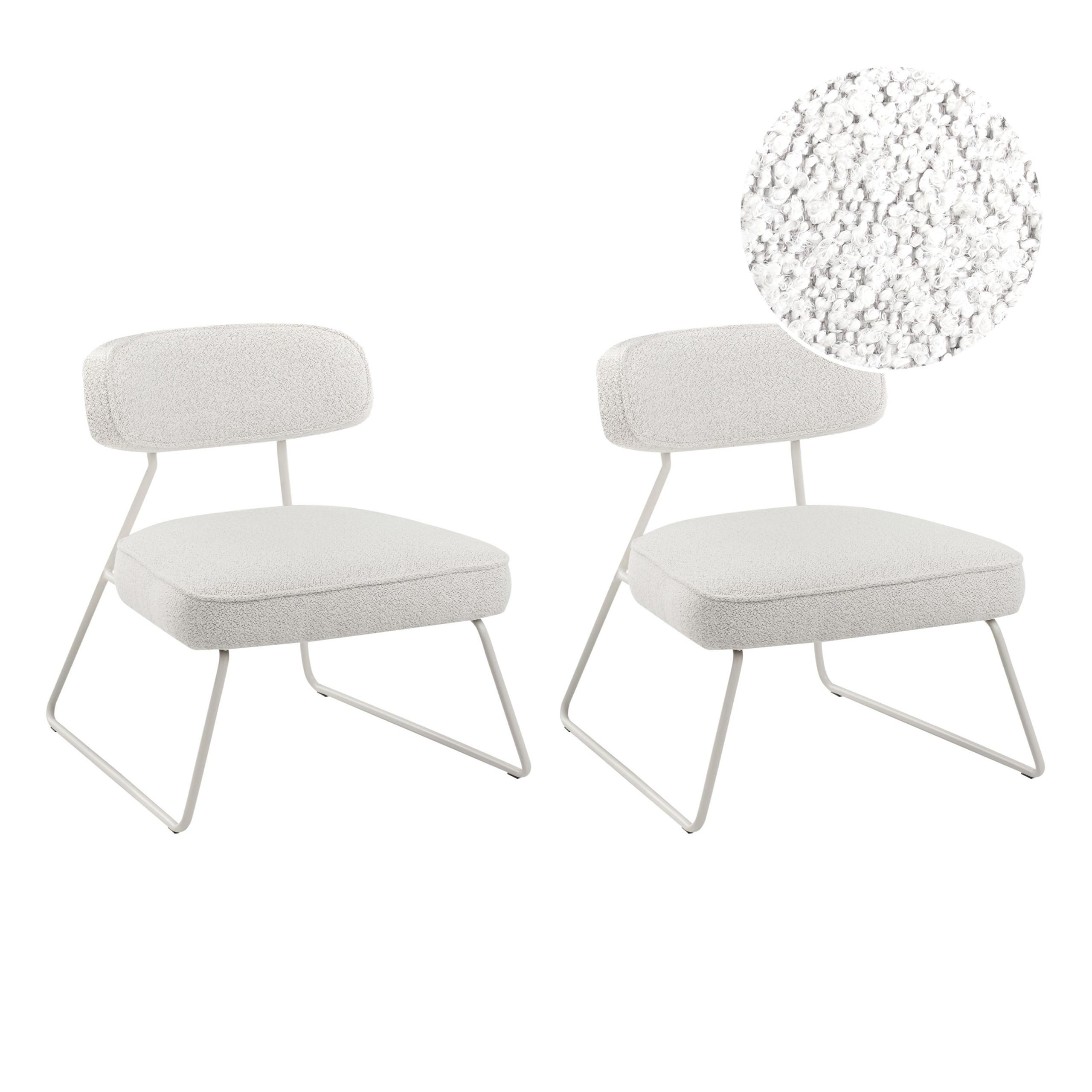 SESSEL 2er-Set Cremeweiß Frovi - Weiß, Textil (66/73/74cm) - Beliani