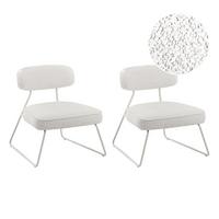 SESSEL 2er-Set Cremeweiß Frovi - Weiß, Textil (66/73/74cm) - Beliani