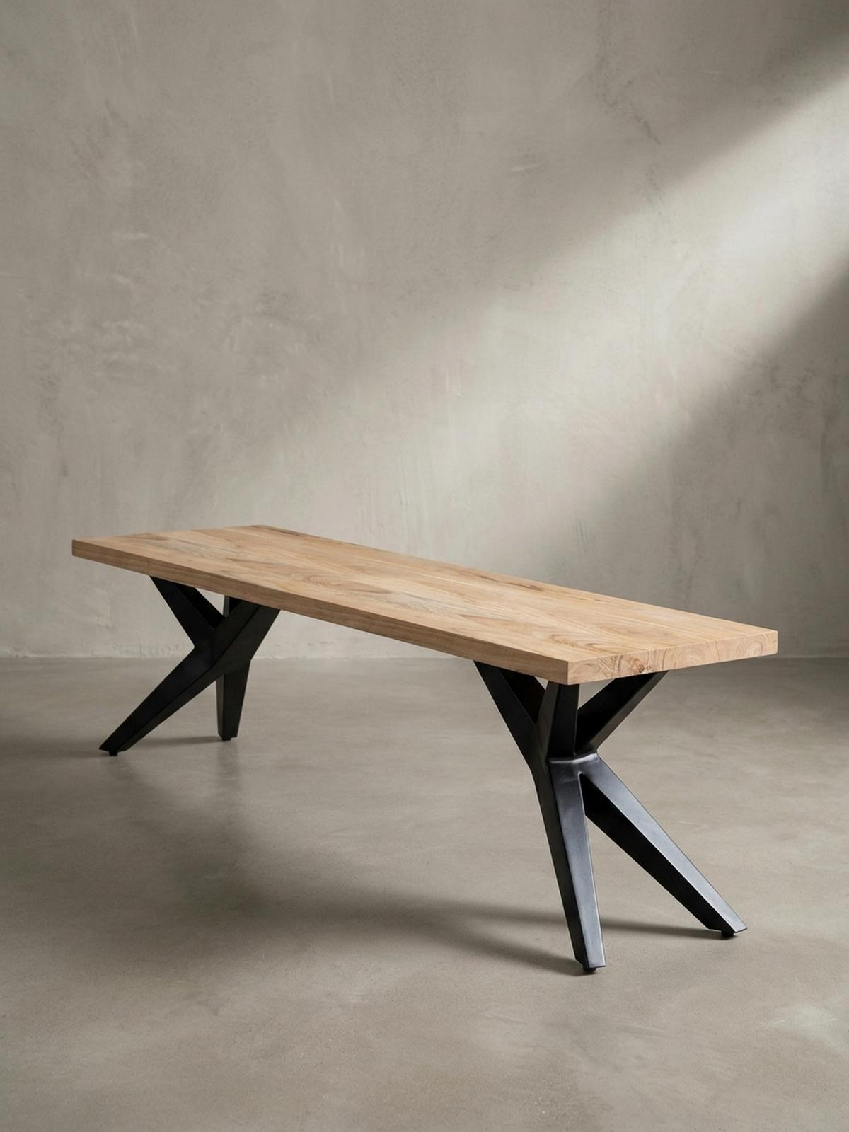 ESSZIMMERBANK Massivholz Metall Loft-Stil, Akazie 120x45x45 cm - Schwarz/Braun, Holz/Metall (120/45/45cm) - KADIMA DESIGN