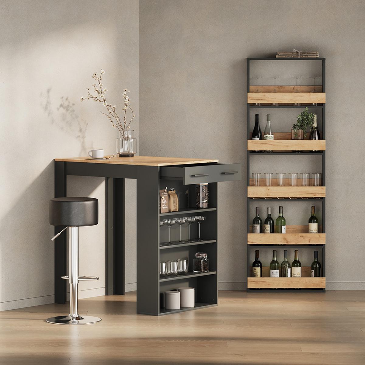 BARTISCH Regusa Anthrazit/Goldkraft Eiche 67 x 100 cm - Anthrazit, Holzwerkstoff (100/67/106cm) - Livinity®