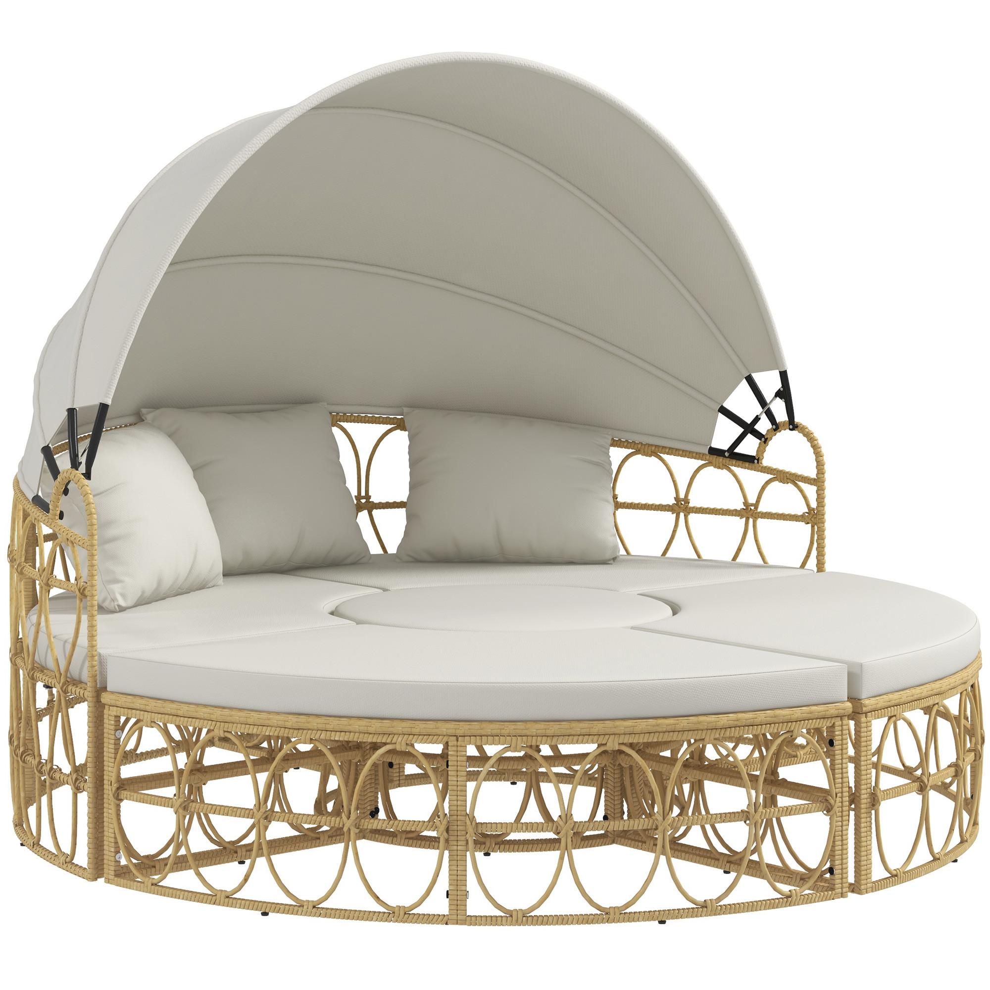 GARTENMÖBEL-SET mit klappbarem Verdeck, für Outdoor, Creme - Creme, Kunststoff - Outsunny