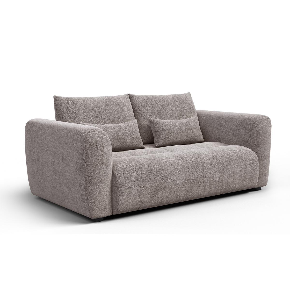 SOFA SORENO 3-Sitzer, dunkelbeige - Beige/Schwarz, Holz/Textil (214/94/114cm) - Wozimo