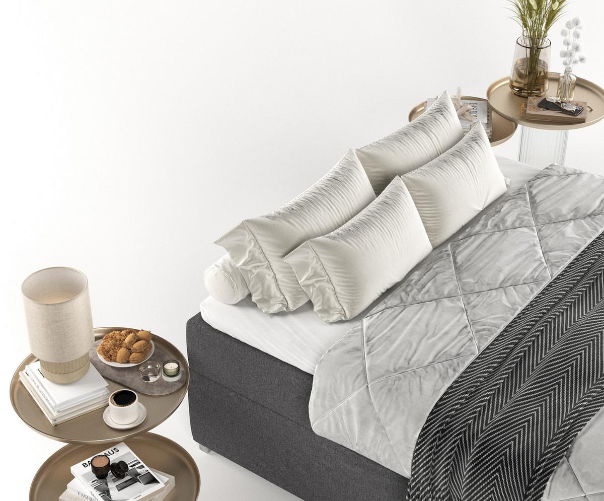 BOXBETT Reto 180/200 cm Anthrazit im Megan Stoff - Chromfarben/Anthrazit, Holz/Holzwerkstoff (180/200cm) - AltaBeds