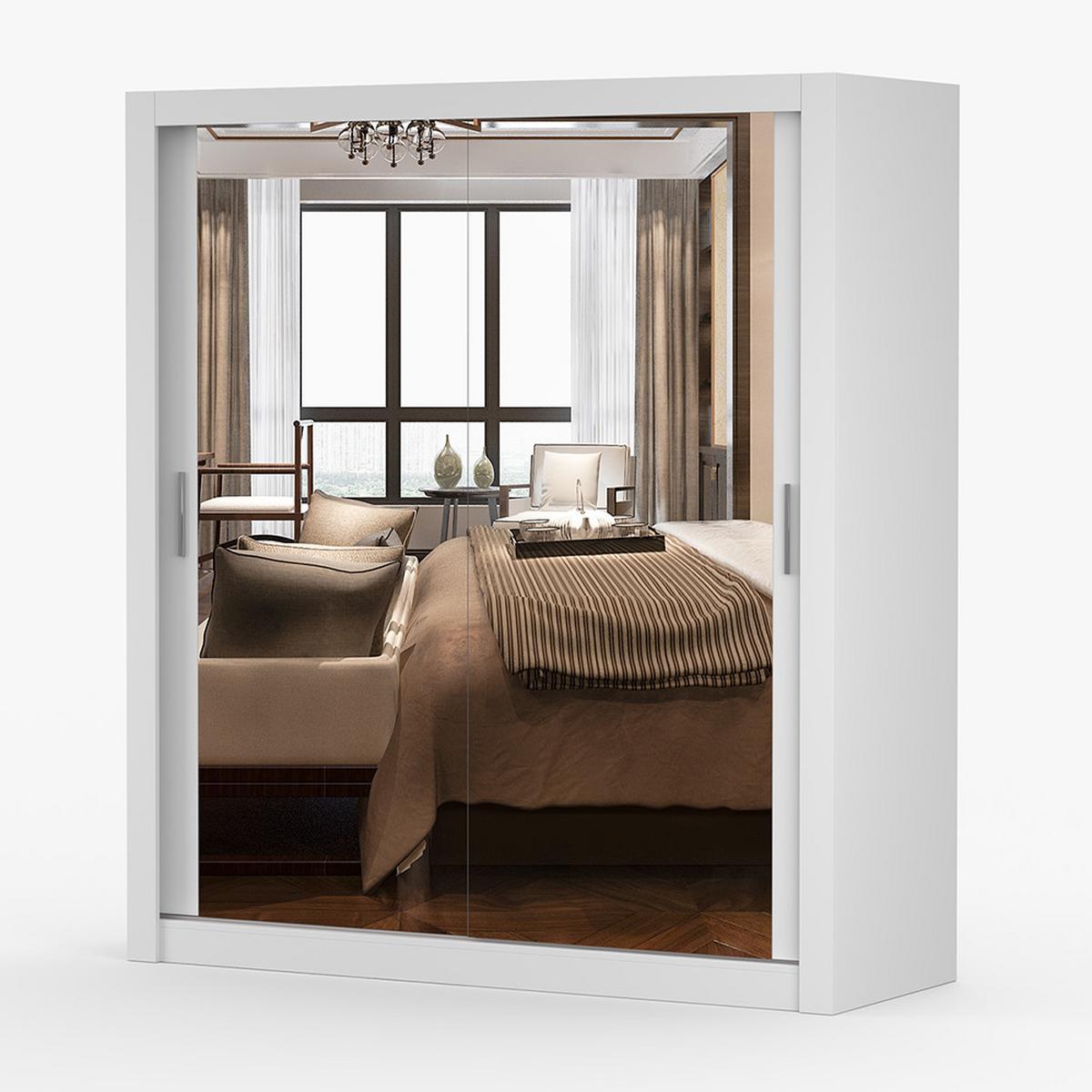 KLEIDERSCHRANK Milan 180 cm, 180/215/64, 2-türig, weiß - Weiß, Holzwerkstoff (150/215/64cm) - imoebel24