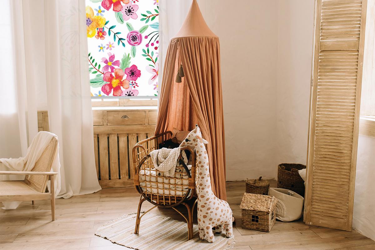INNENROLLO - Fensterrollo - Rollo - 130x140 cm - Gemalte Blumen - Gelb, Kunststoff (130/140/0.5cm) - TULUP