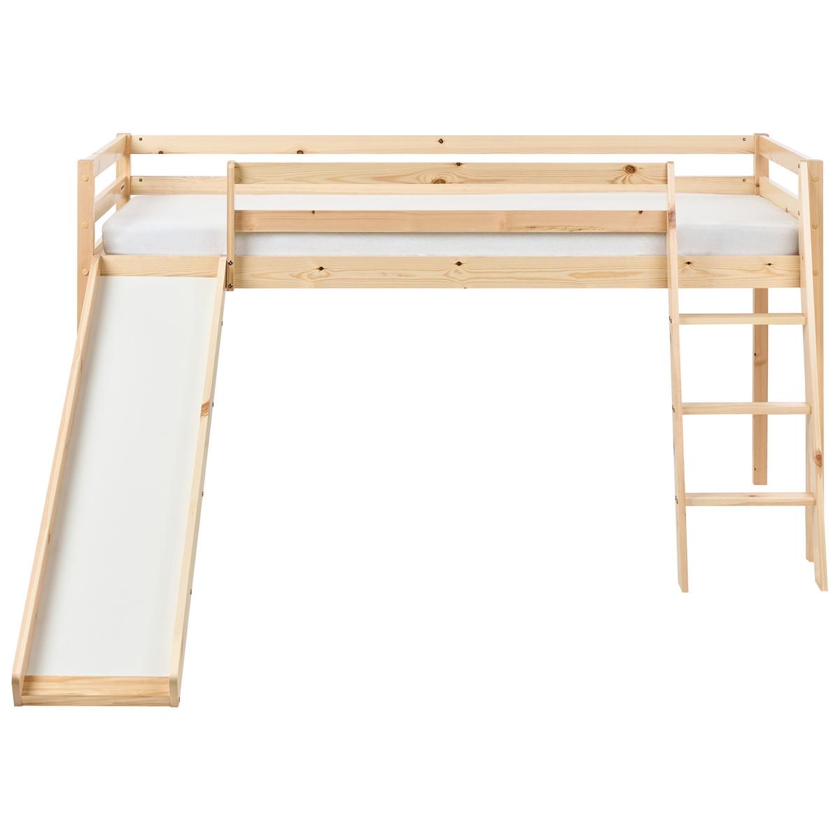 HALBHOCHBETT Kiefernholz 90/200 cm mit Rutsche Hellbraun Staple - Hellbraun, Holz (90/200cm) - Beliani