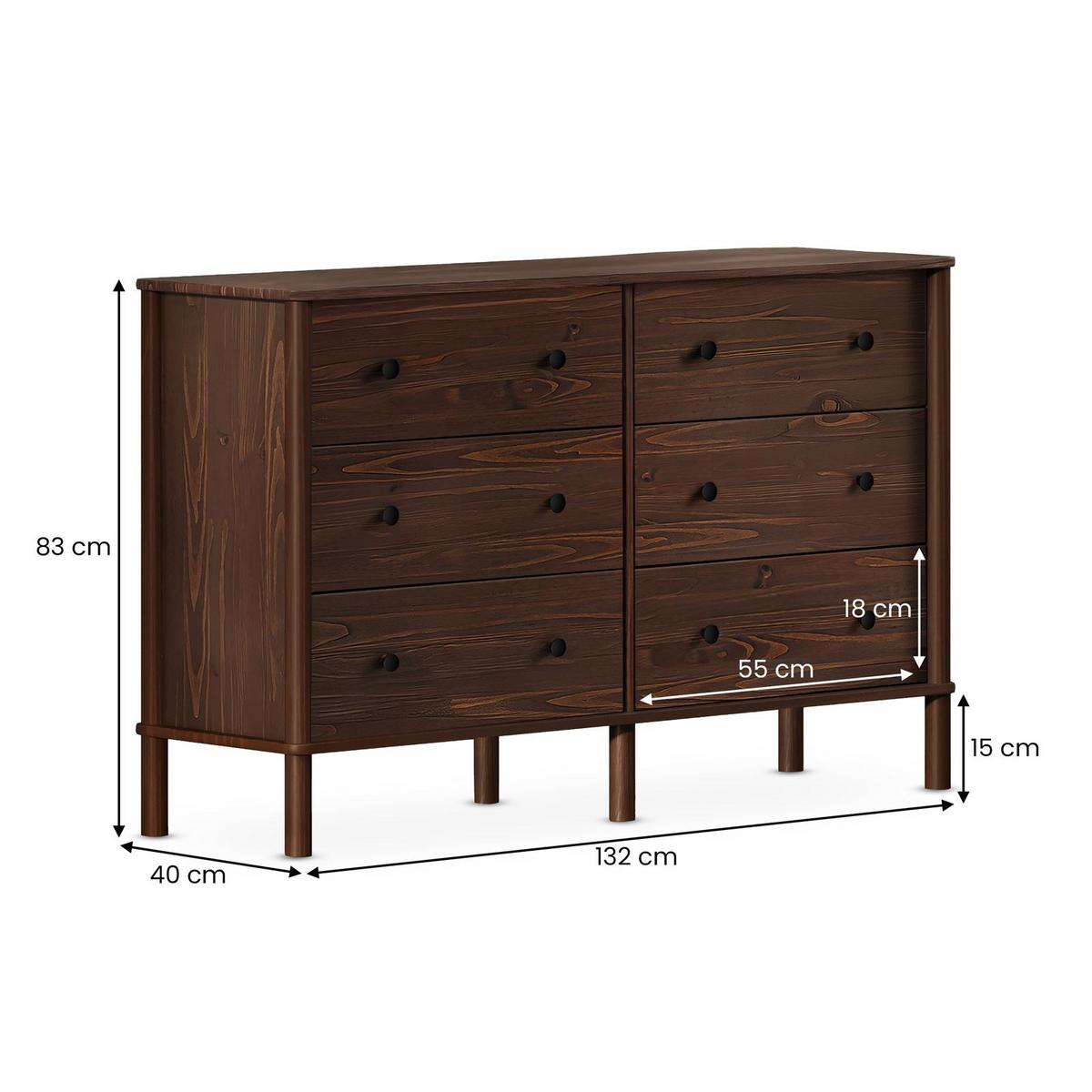 KOMMODE APOANA nussbaum - Nussbaumfarben, Holz (132/83/40cm) - IDIMEX