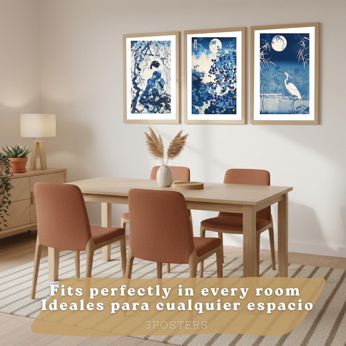 POSTER 3er Bilder-Set Wandbilder Japan Stil modern Wohnzimmer Deko, Schlafzimmer, Küche, Badezimmer Rahmenlos A3 - Klar, Papier (29.7/1/42cm) - Nacnic