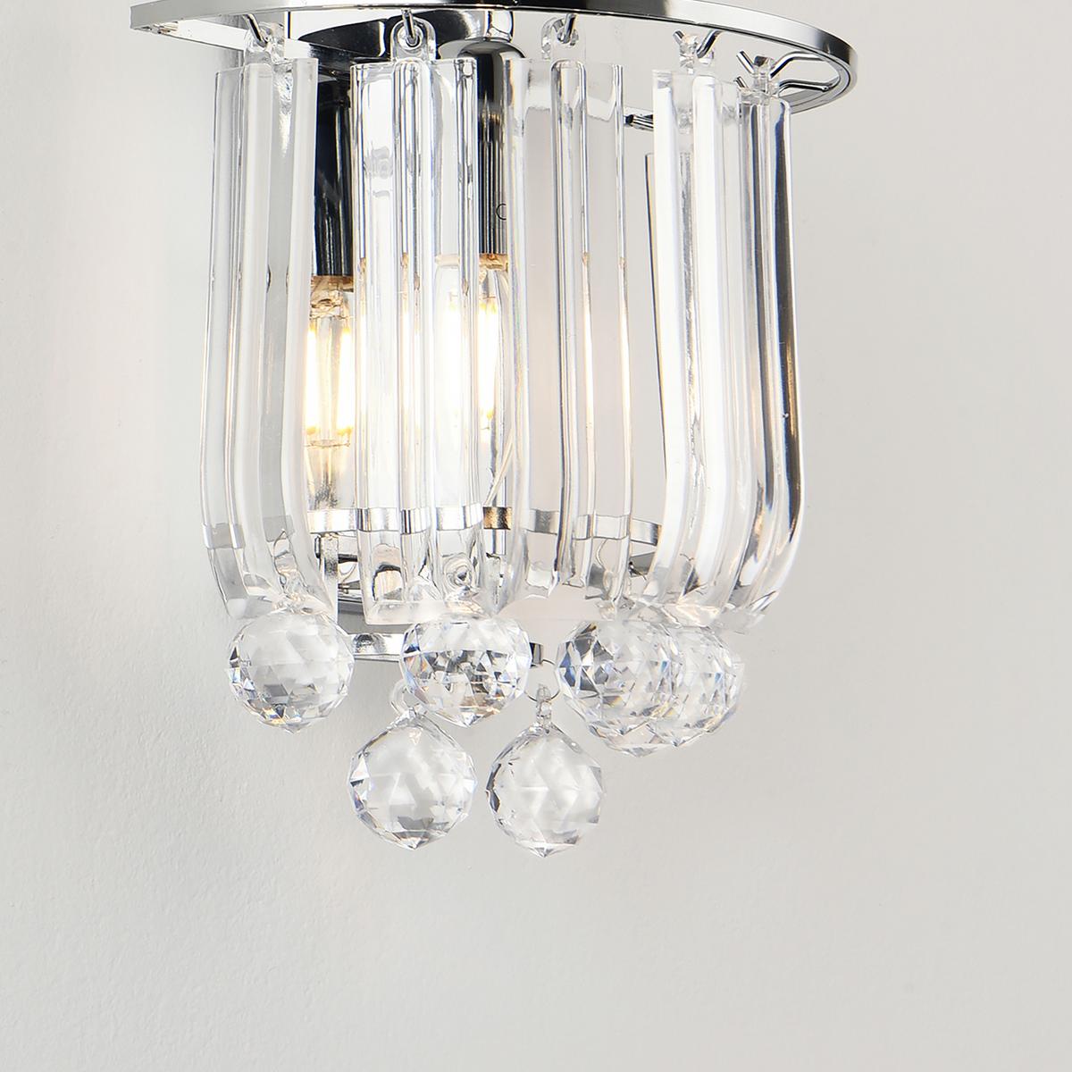 WANDLEUCHTE Alnwick - Chromfarben, Kunststoff/Metall (22/24/15cm) - lux.pro