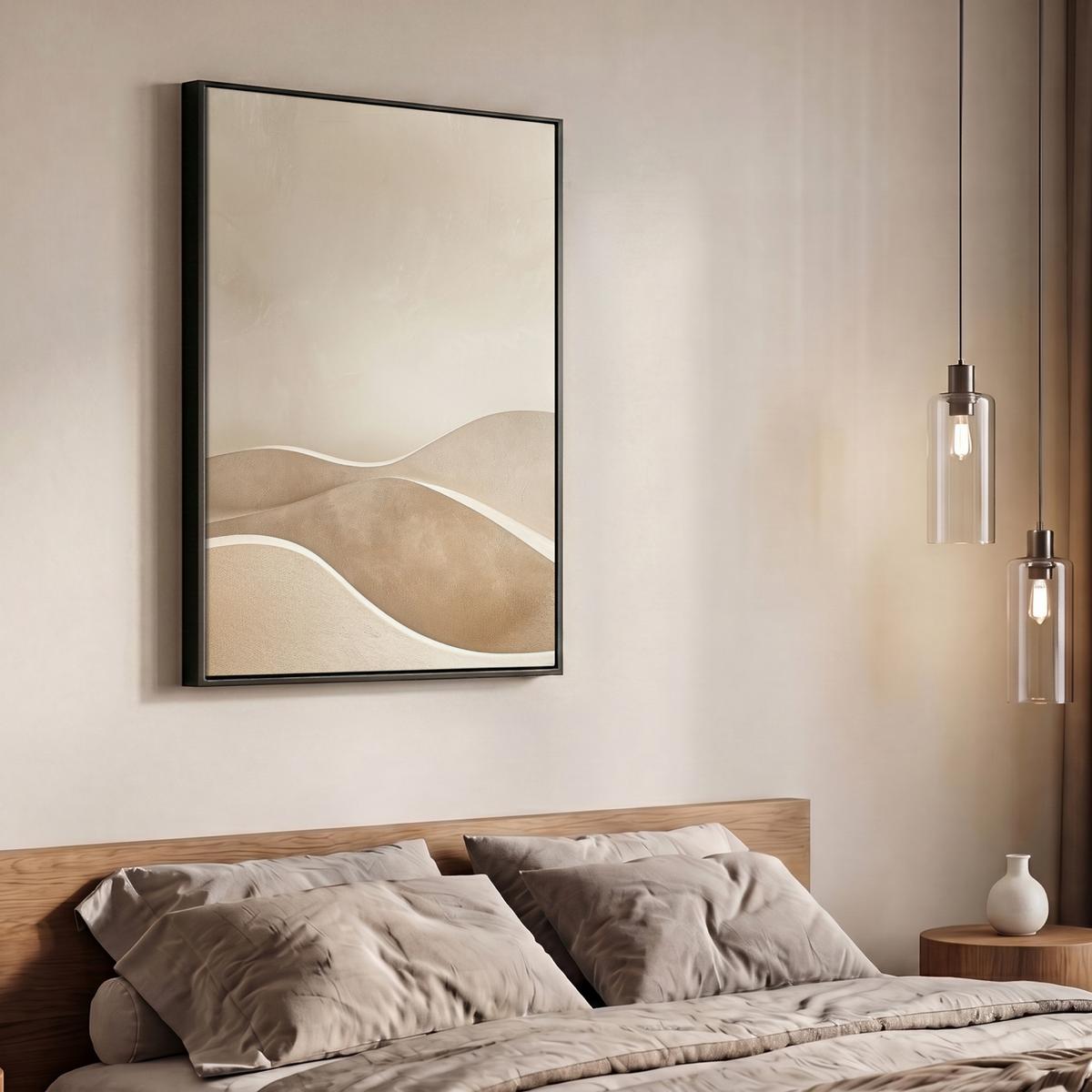 LEINWAND Bilder mit Rahmen - Beige - Natur - Abstrakt - Modern - 70x100 - Beige, Textil (70/100cm) - MuchoWow