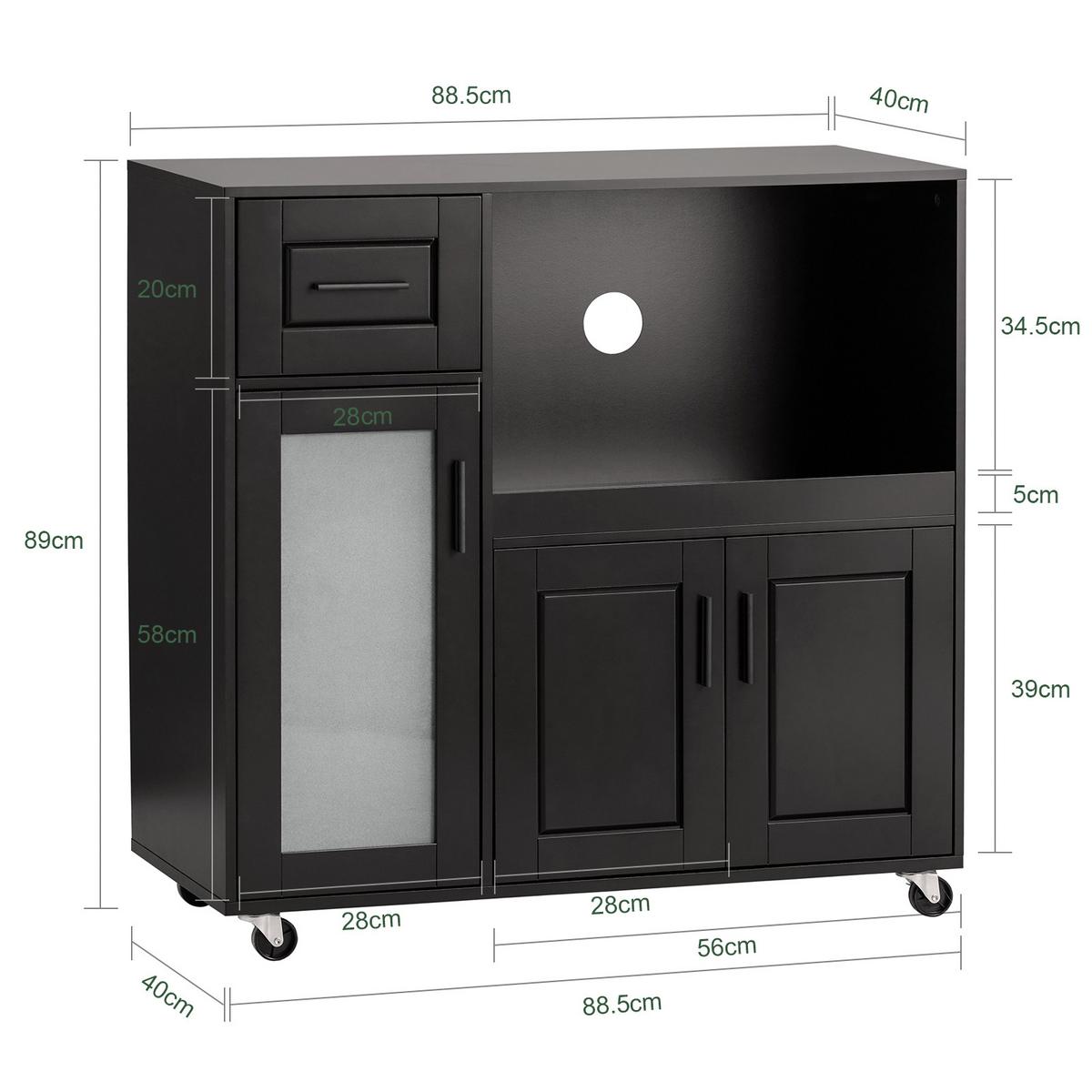 MIKROWELLENSCHRANK Schwarz - Schwarz, Holzwerkstoff (89/89/40cm) - SoBuy