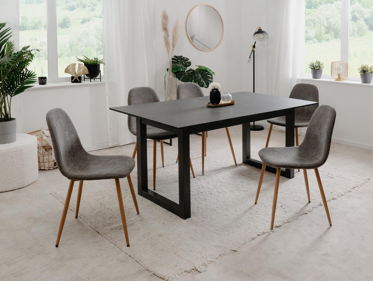 ESSTISCH grau Schiefer 160 - 200 cm, Küchentisch ausziehbar - Schieferfarben/Dunkelgrau, Holzwerkstoff/Metall (160/90/75cm) - Furn.Design