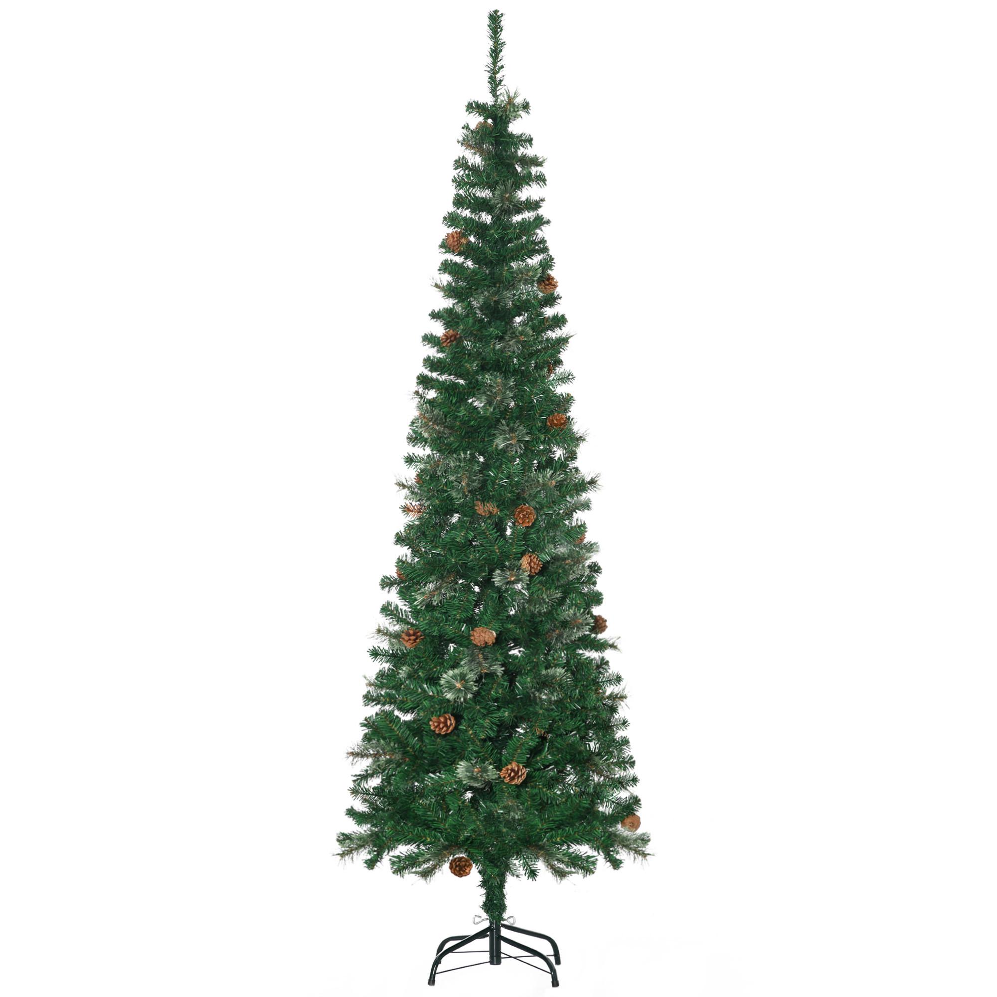KÜNSTLICHER-WEIHNACHTSBAUM, 195 cm Christbaum mit 556 Spitzen für Weihnachten - Grün, Kunststoff/Metall (195cm) - HOMCOM