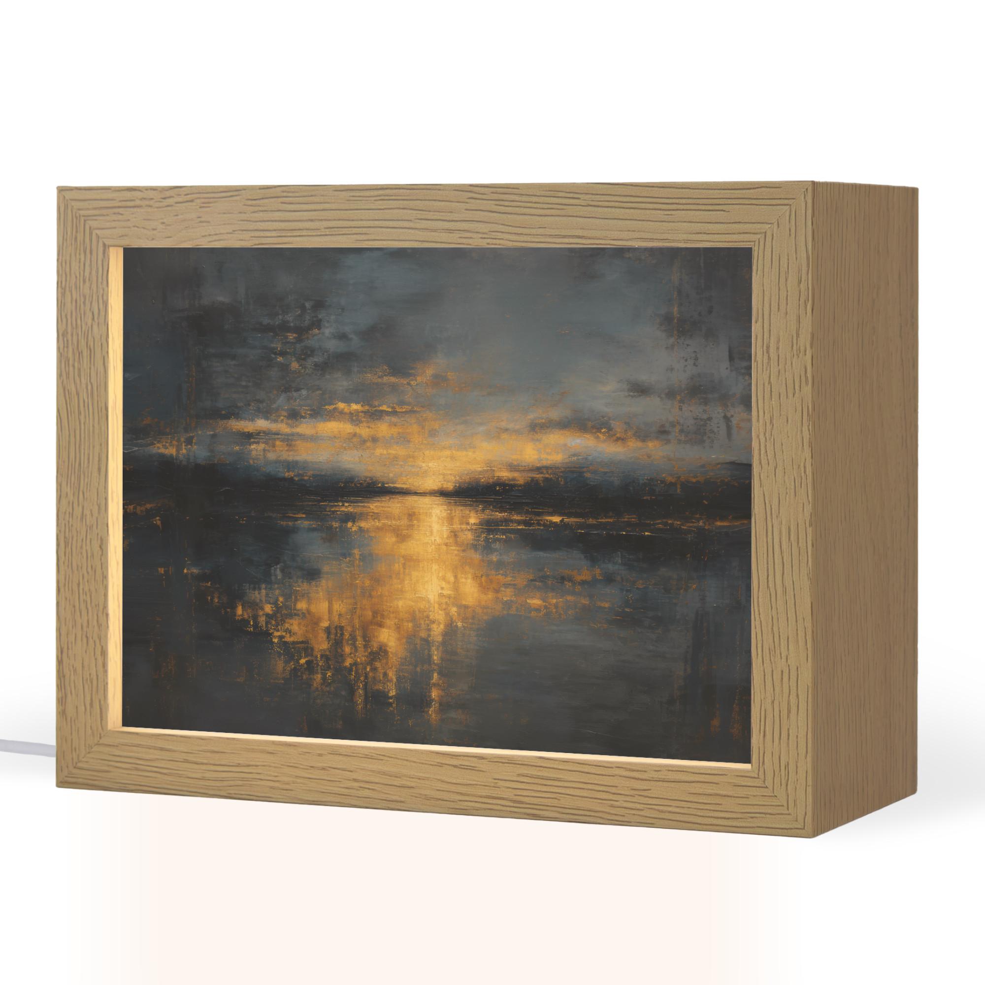TISCHLEUCHTE Goldene Reflexion auf dem Wasser 20x15 cm - Beere, Holzwerkstoff (8/20/15cm) - OnlyWow