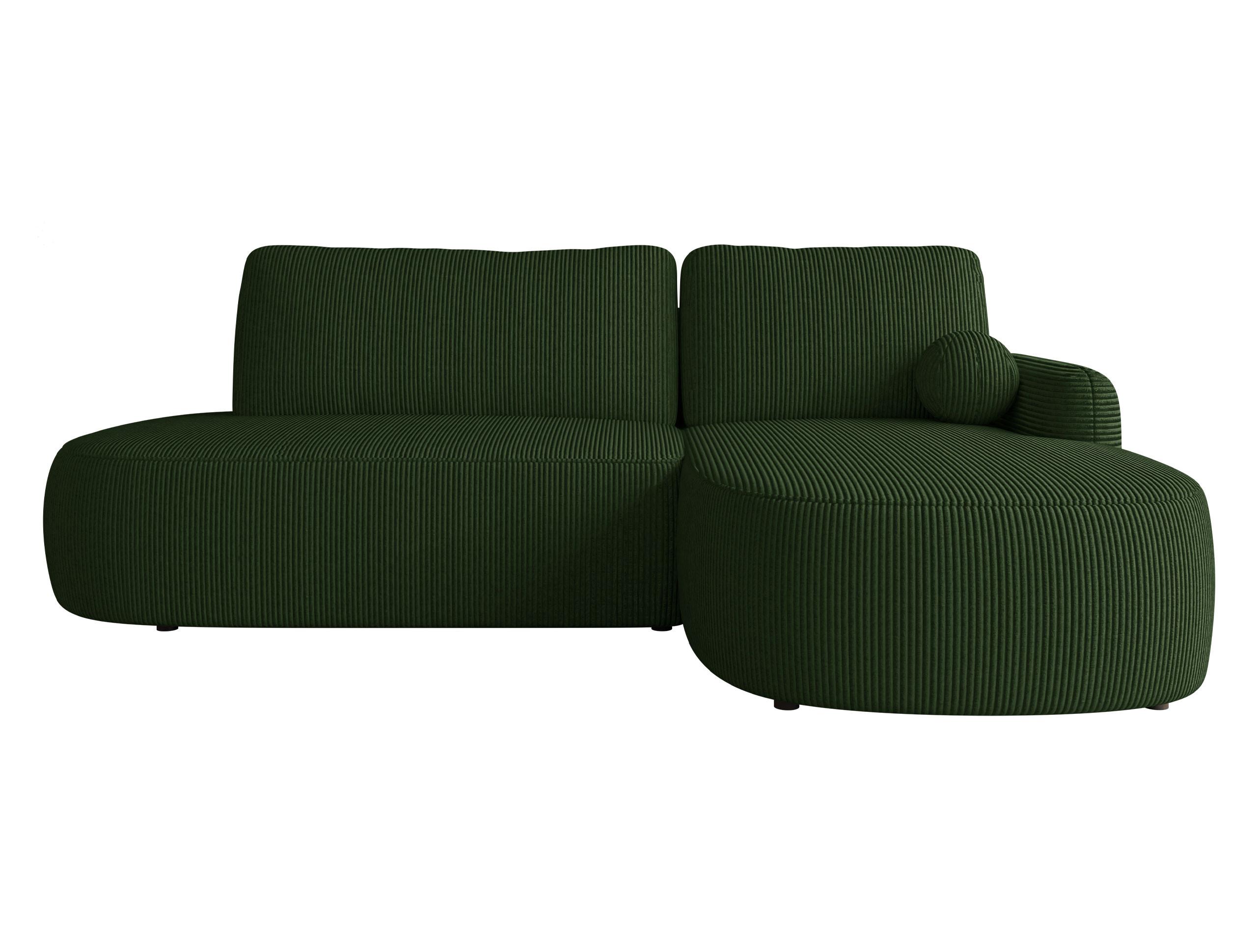 ECKSOFA Loridu O Cord, Seite: Rechts - Dunkelgrün/Schwarz, Holz/Kunststoff (174/274cm) - MIRJAN24