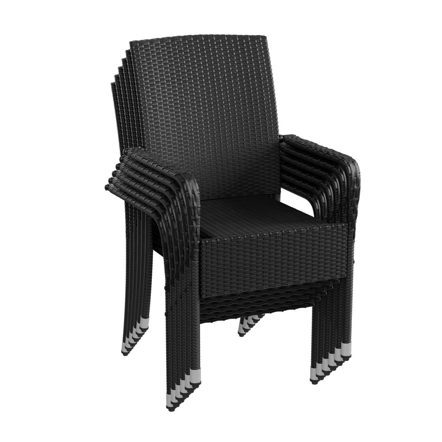 GARTENSTÜHLE Yoro 6er-Set - Schwarz, Kunststoff (50/90/50cm) - Juskys