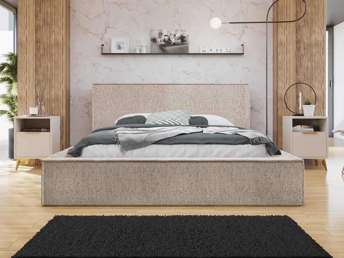 POLSTERBETT Glexi - Hellbraun, Holz/Textil (180/200cm) - MIRJAN24