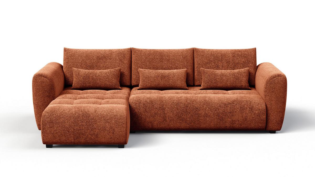 ECKSOFA SORENO 4-Sitzer, orange - Schwarz/Orange, Holz/Textil (293/171cm) - Wozimo