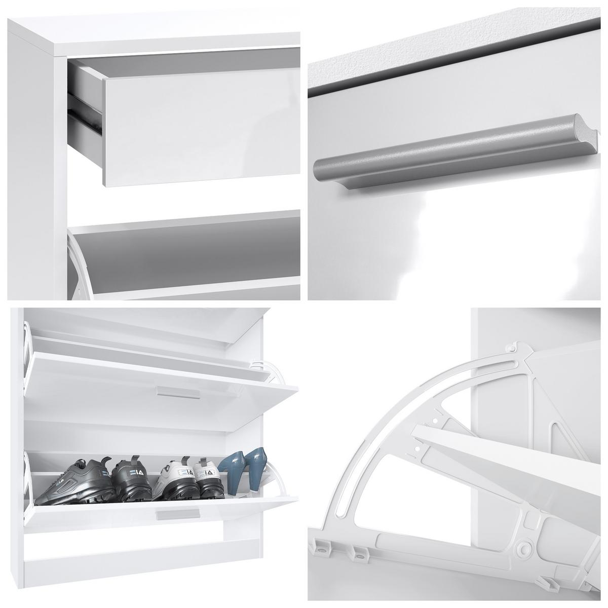 SCHUHSCHRANK Loret Front in Grau Hochglanz - Grau, Holzwerkstoff (89/104/23cm) - Vladon