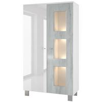 VITRINE Denjo Tür in Beton Oxid Optik - Hellgrau, Holzwerkstoff (71/129/35cm) - Vladon