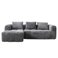 ECKSOFA chenille L-form mit chaiselongue & 3 kissen - Grau, Textil (250/158cm) - Urban Meuble