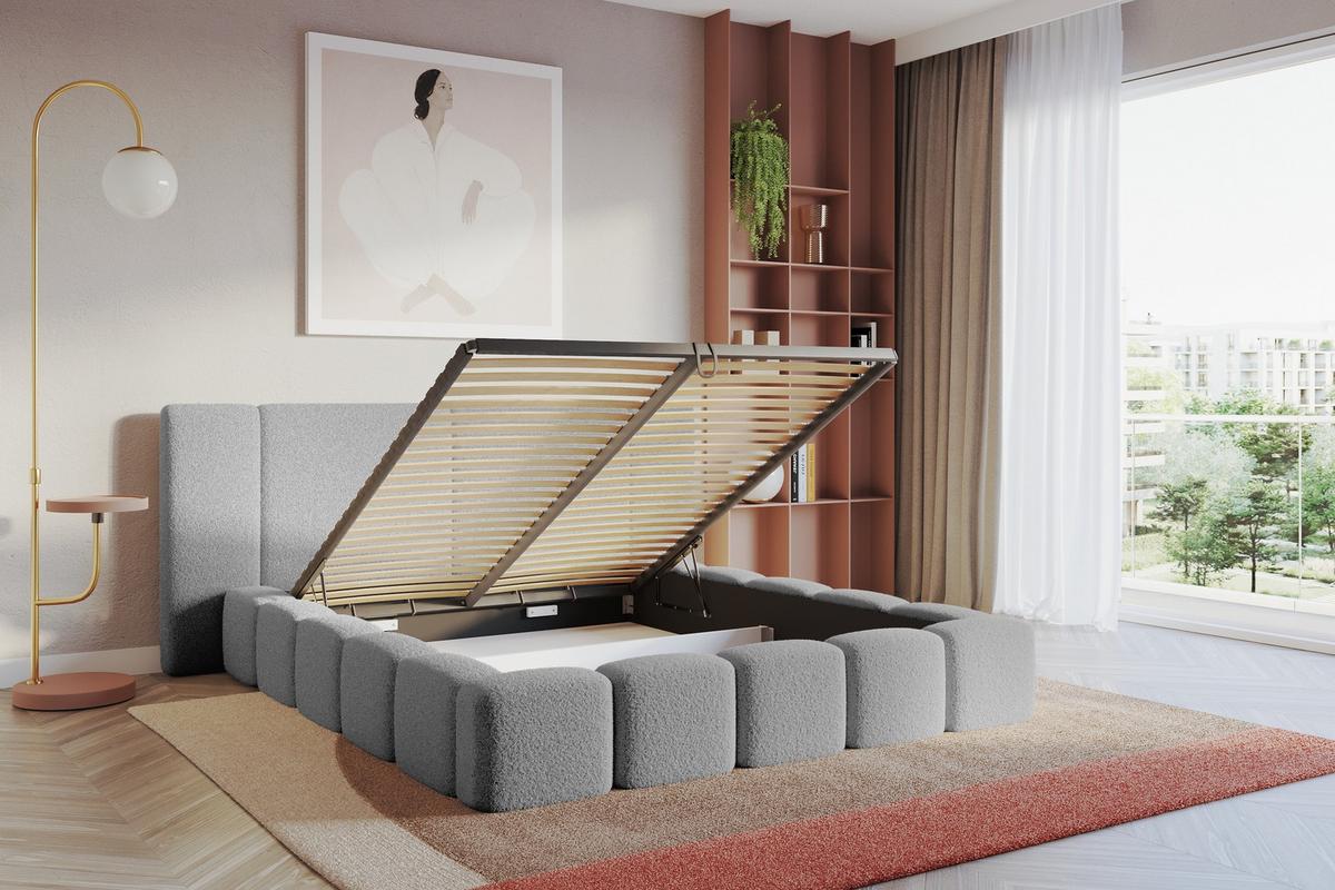 POLSTERBETT mit Bettkasten und Lattenrost, Boxbett ohne Matratze - NILO 120x200 Hellgrau - Taupe, Holzwerkstoff/Textil (120/200cm) - ALTDECOR