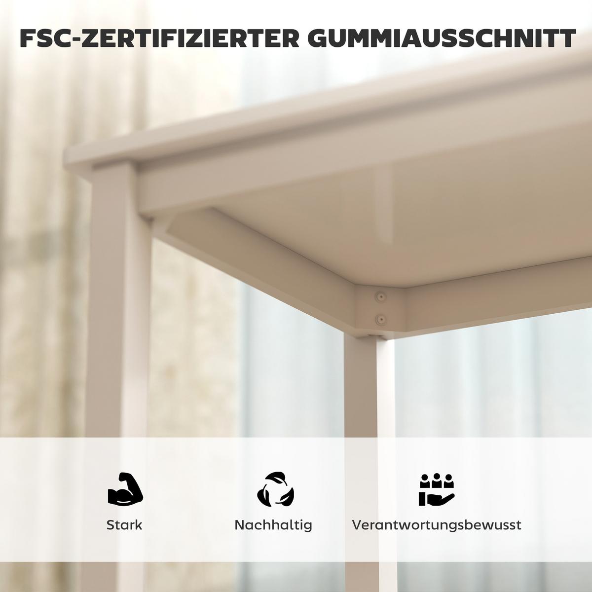 ESSGRUPPE 3er Set Kautschukholz MDF Weiß - Weiß/Grau, Holz/Textil (60/74.5/80cm) - HOMCOM