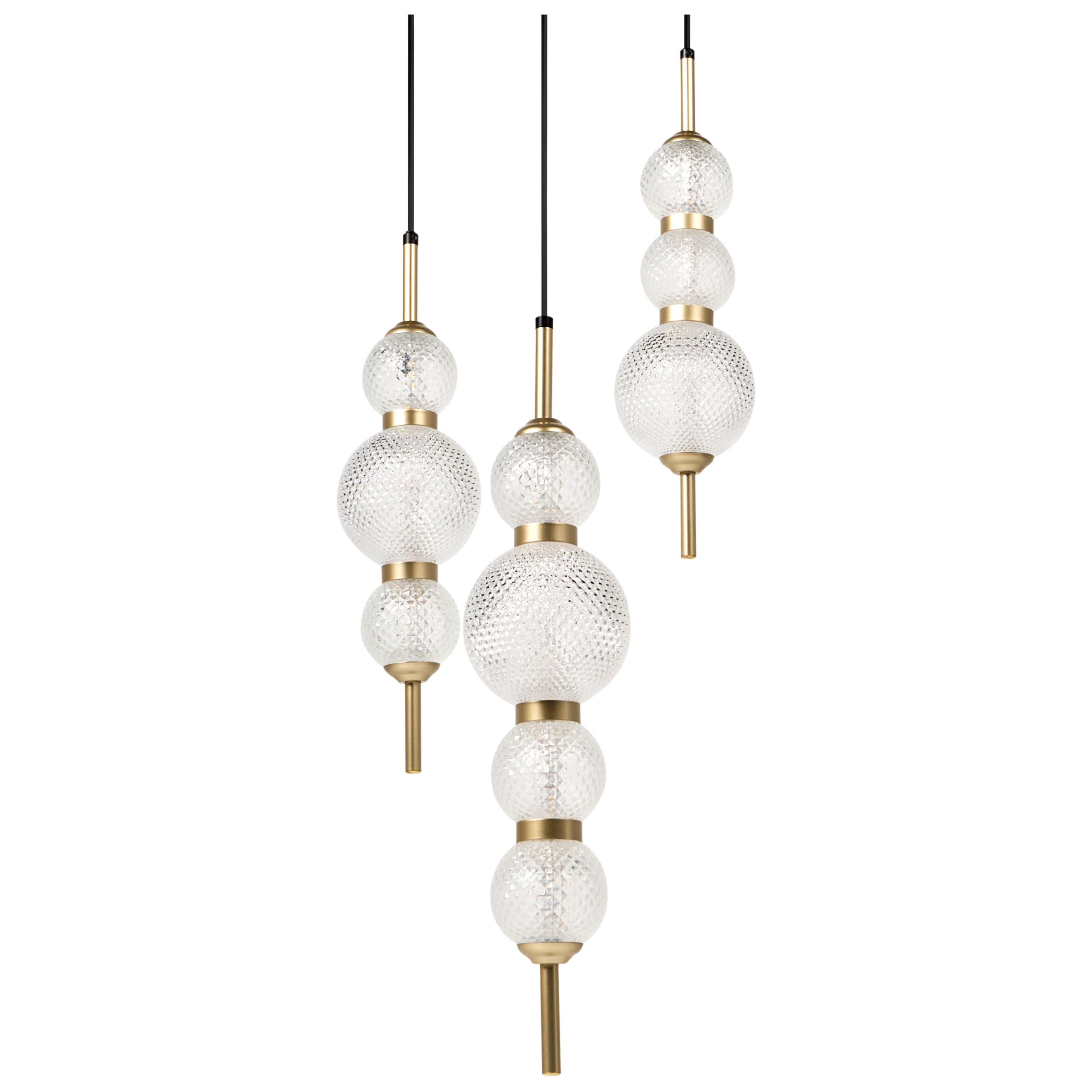 HÄNGELEUCHTE Gold Aras - Transparent/Goldfarben, Glas (30/30/130cm) - Beliani