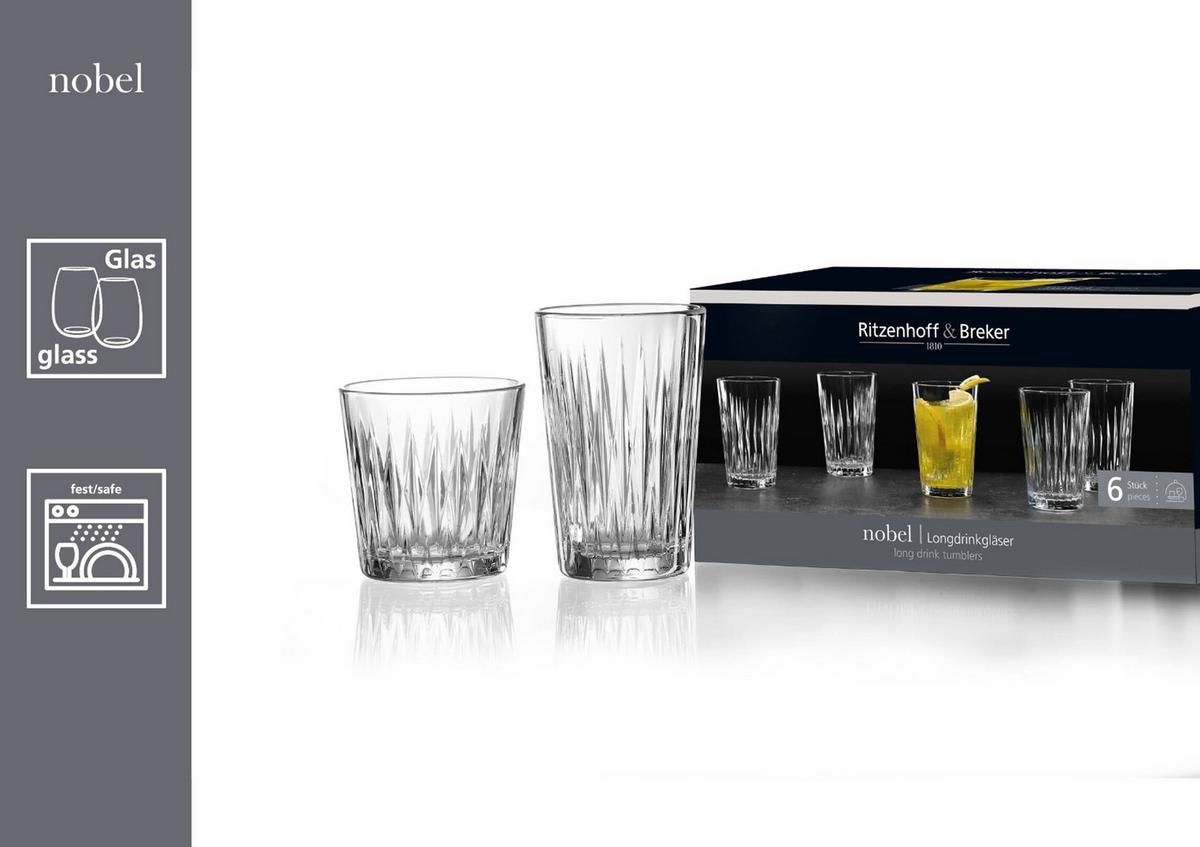 LONGDRINKGLÄSER Nobel transparent 350 ml 6er Set - Transparent, Glas (0.35L) - Ritzenhoff Breker