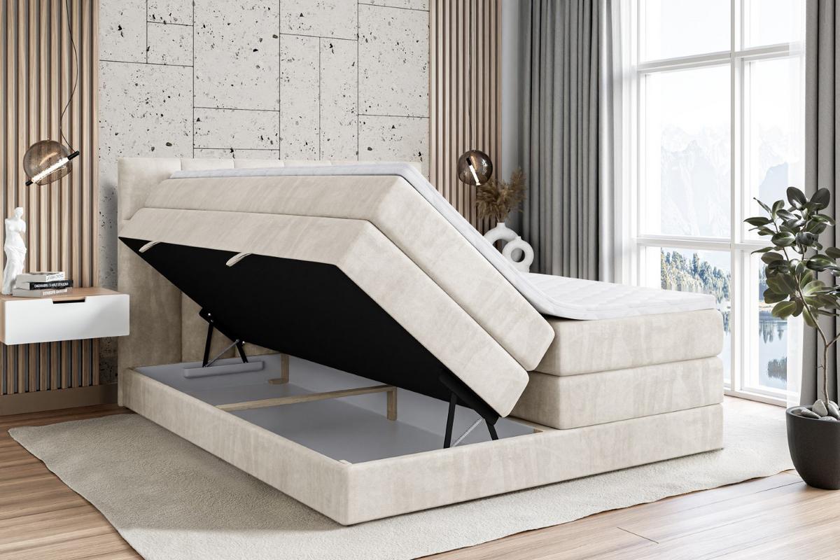 BOXSPRINGBETT RICAR KING - 180x200 - H3/H4 - Ecru - Ecru, Holzwerkstoff (180/200cm) - ALTDECOR