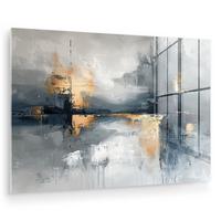 ACRYLGLASBILD Kunst - Grau - Gold - Abstrakt Wanddeko 60x40 cm - Dunkelgrau, Glas (60/40cm) - MuchoWow