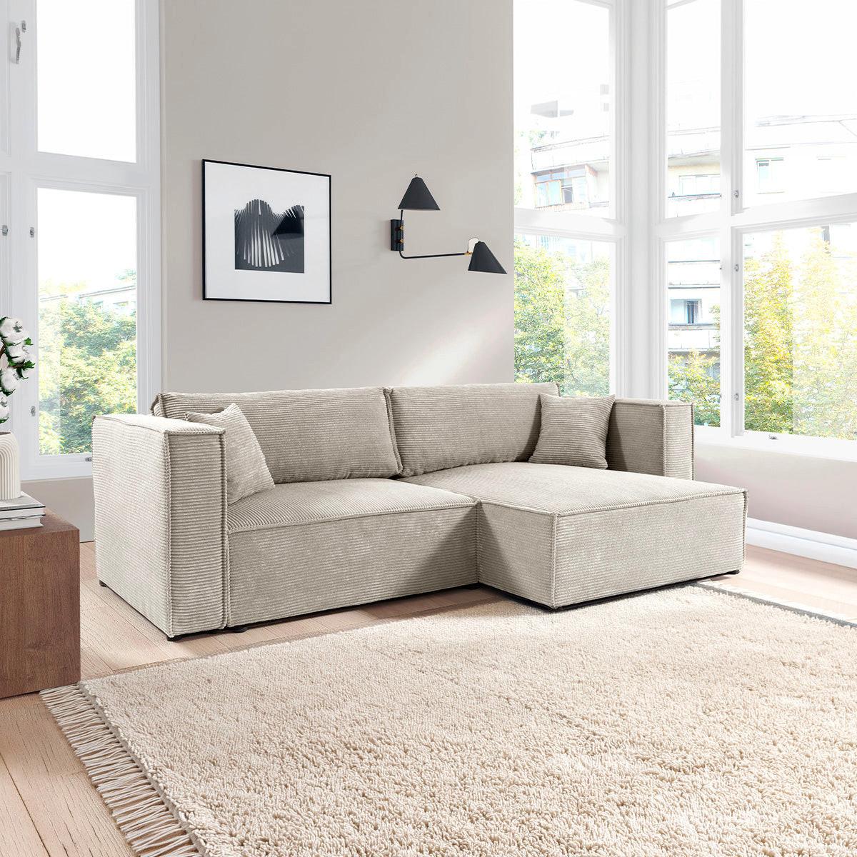 SOFA Jimmy 3 Sitzplätze Weiß-Beige - Weiß, Holz (245/77/148cm) - Petits-meubles