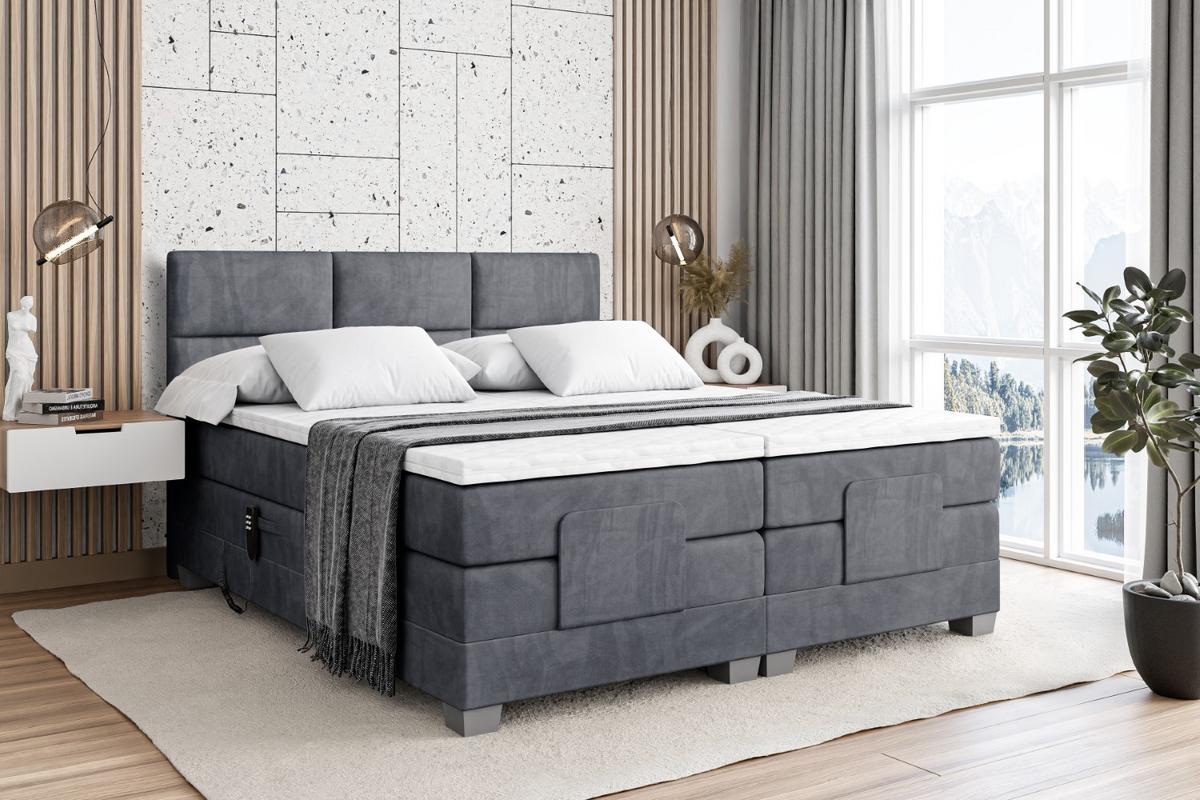 BOXSPRINGBETT elektrisch verstellbar mit 2 Matratzen H4/Taschenfederung PROT EL 140 x 200 Dunkelgrau - Dunkelgrau, Holzwerkstoff (147/200cm) - ALTDECOR