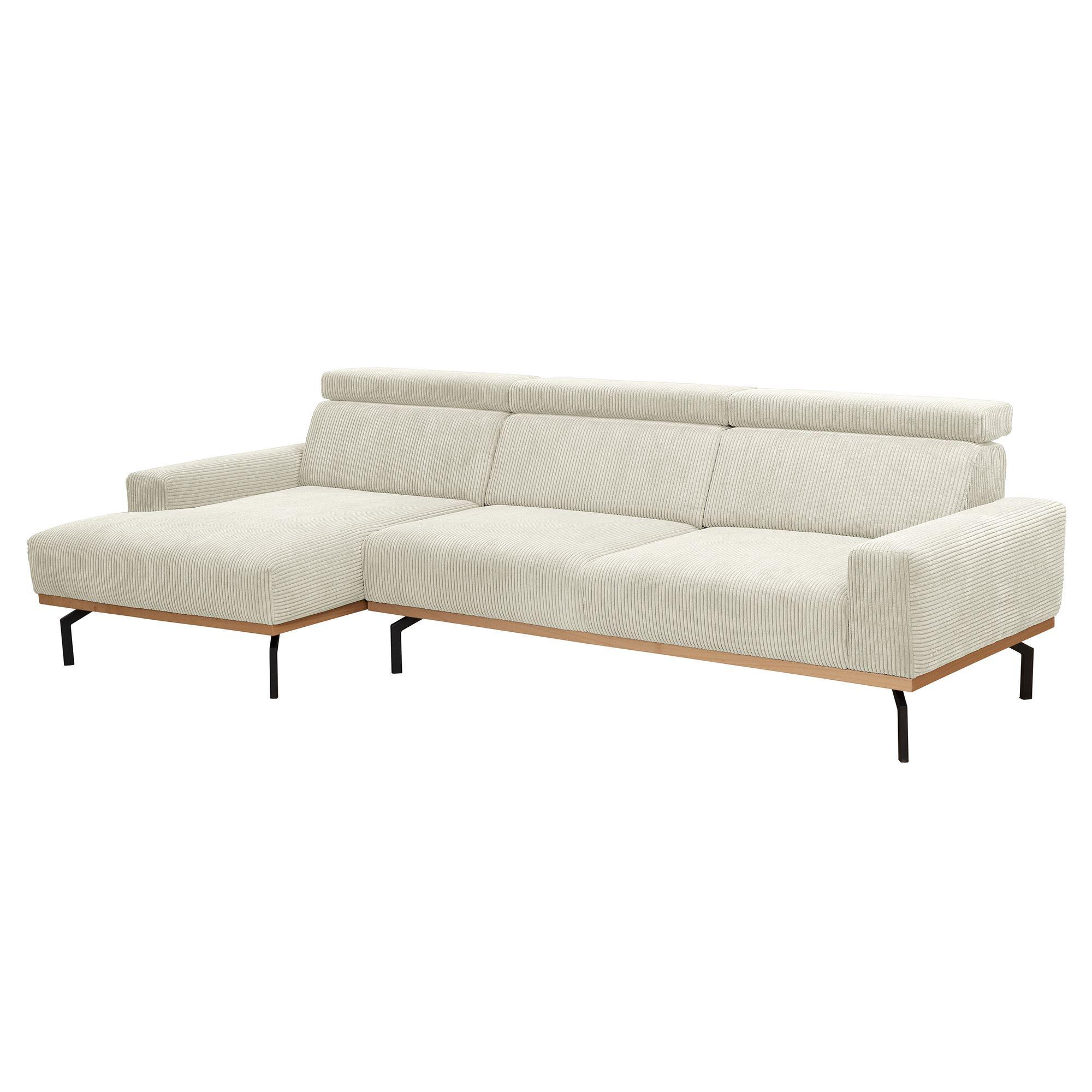 ECKSOFA mit Longchair links Katrien Cordstoff creme - Creme, Kunststoff (135/280cm) - 58aufmkessel