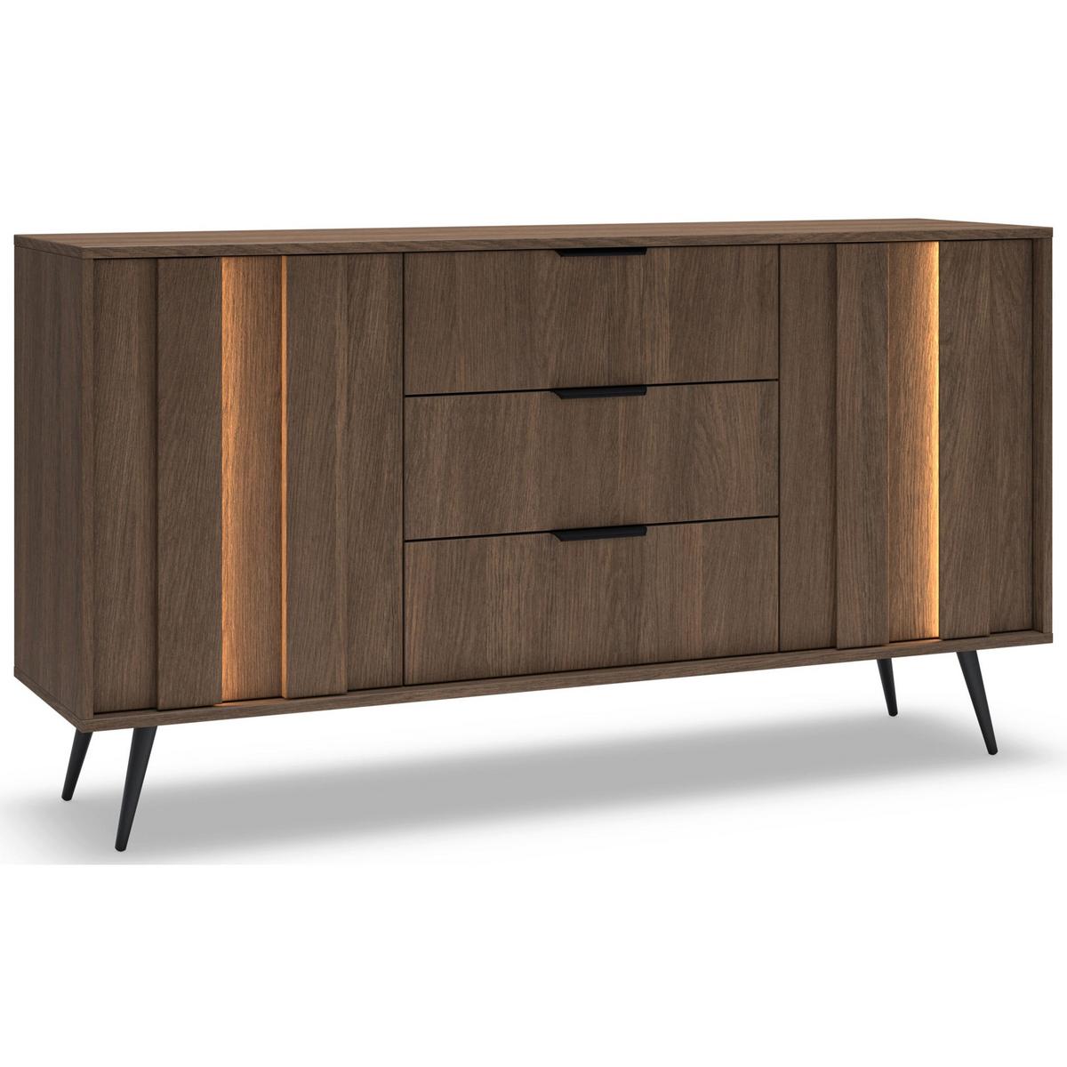 SIDEBOARD Amaro 153 cm - Eichefarben/Schwarz, Holzwerkstoff/Metall (153.5/82.6/40cm) - Selsey