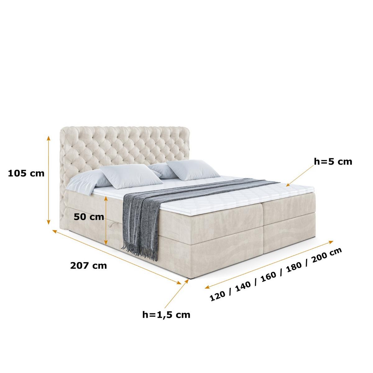 BOXBETT mit Matratze H4 und Lattenrost - BOXI8 - 180x200 cm - H4 - Ecru - Ecru, Holzwerkstoff (180/200cm) - ALTDECOR