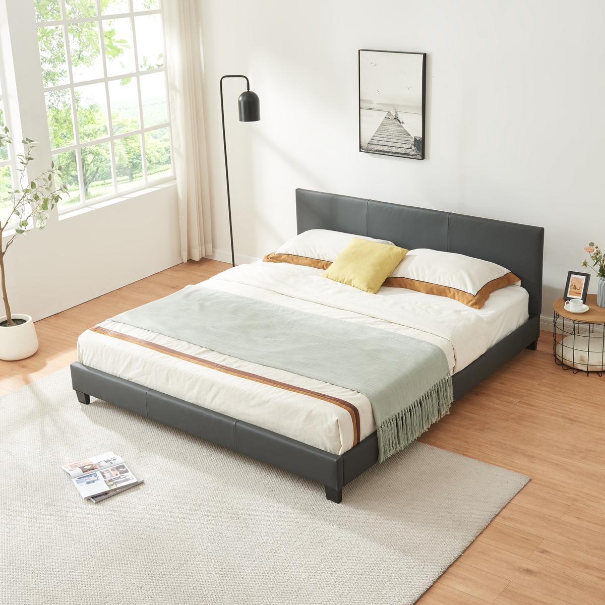 POLSTERBETT Albacete - Dunkelgrau, Textil (180/200cm) - Corium