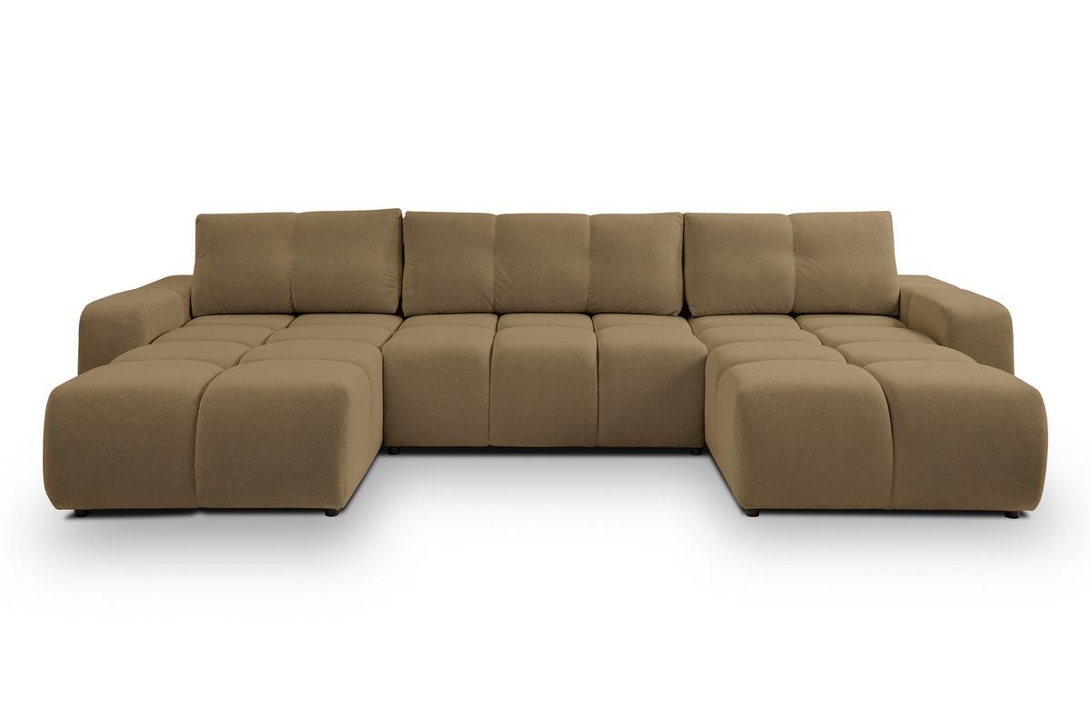 WOHNLANDSCHAFT Hosio Hellbraun 359/177/88 cm mit Schlaffunktion - Schwarz/Bronzefarben, Kunststoff/Textil (359/88/177cm) - AX Living