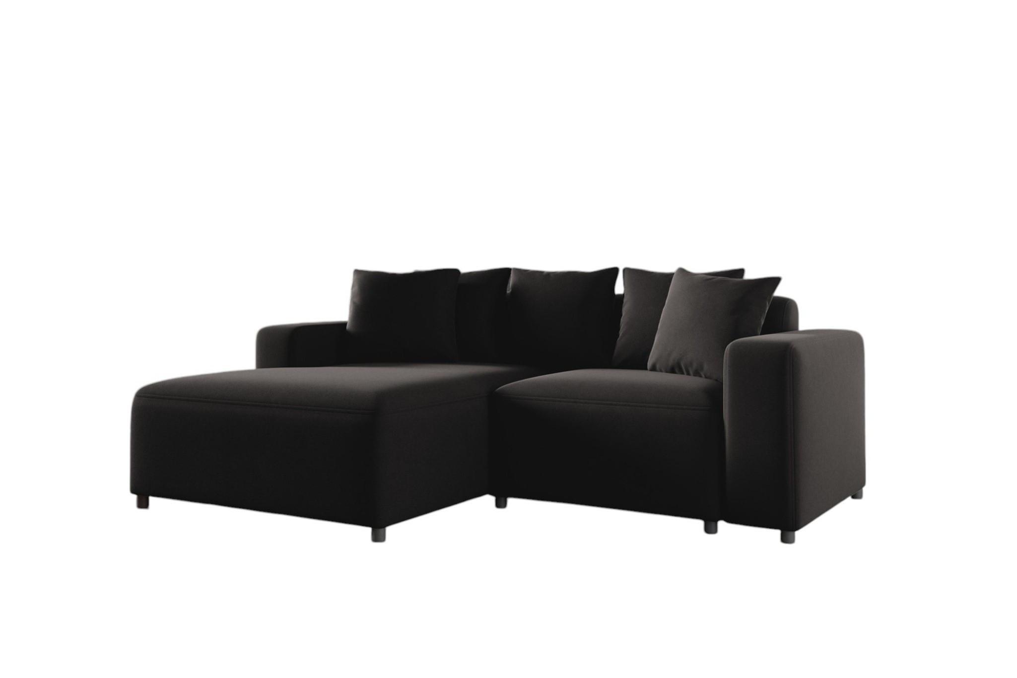 ECKSOFA Megan Xs In Salvador - Schwarz, Holzwerkstoff/Textil (240/165cm) - Fun Möbel
