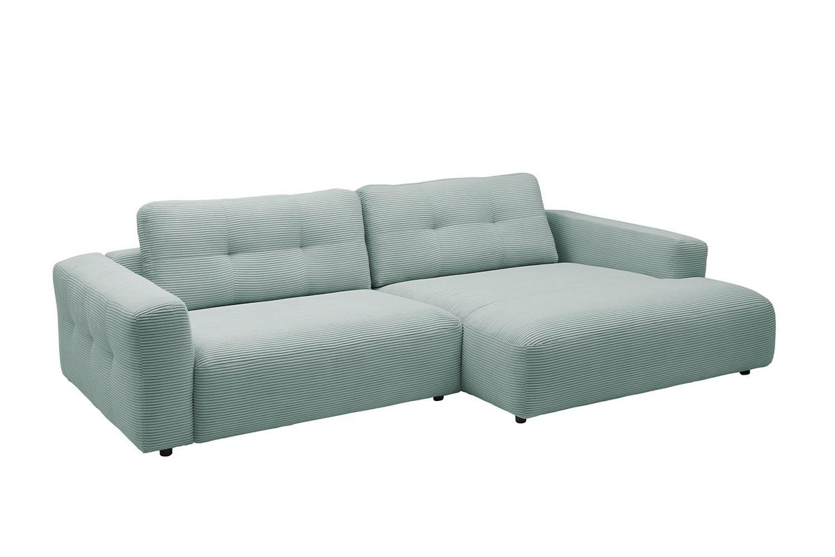 ECKSOFA MIKA Hellblau Cord - Schwarz/Hellblau, Kunststoff/Textil (276/167cm) - KAWOLA