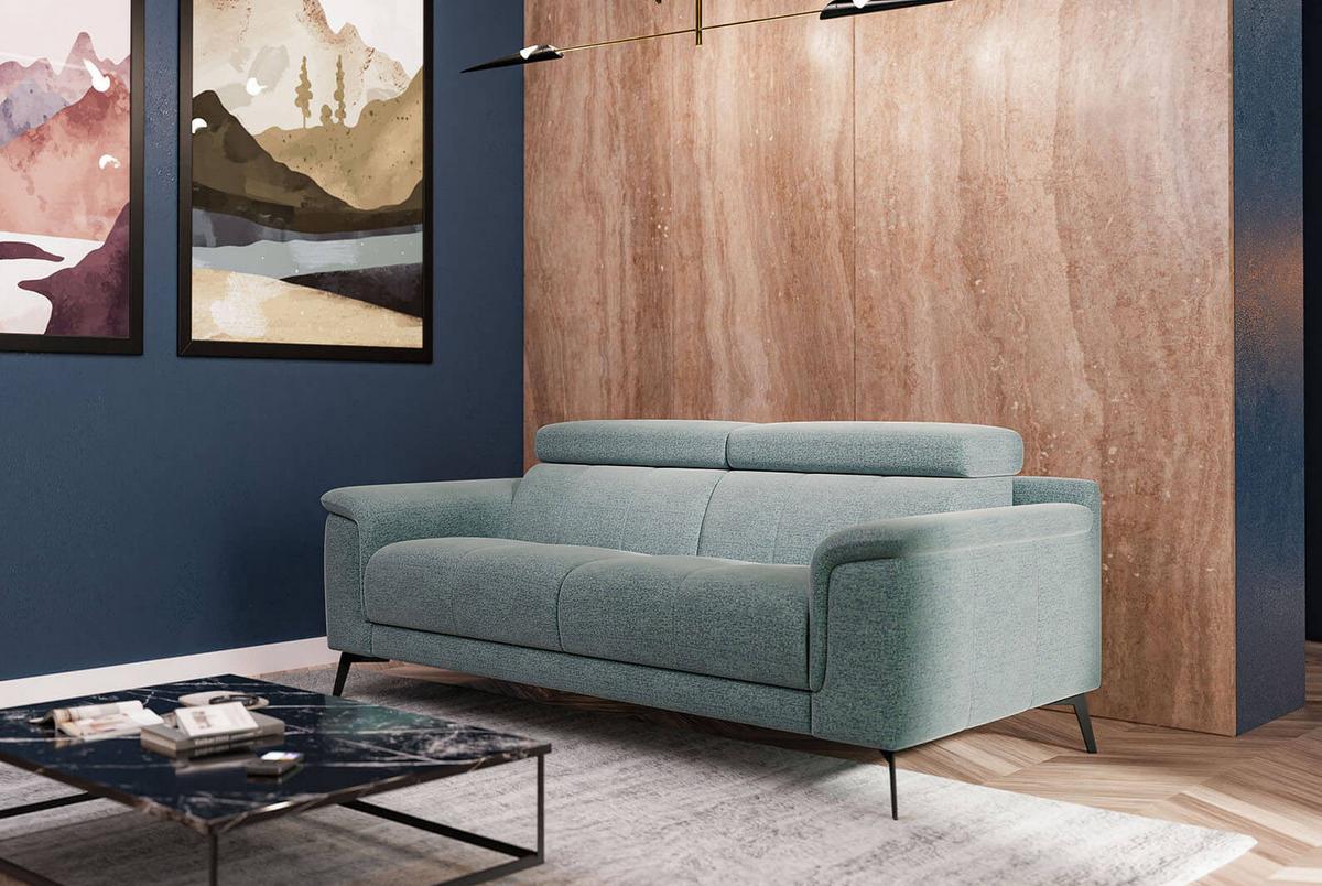 SOFA FIERO 3-Sitzer, mintgrün - Schwarz/Mintgrün, Holzwerkstoff/Textil (212/82/103cm) - Wozimo
