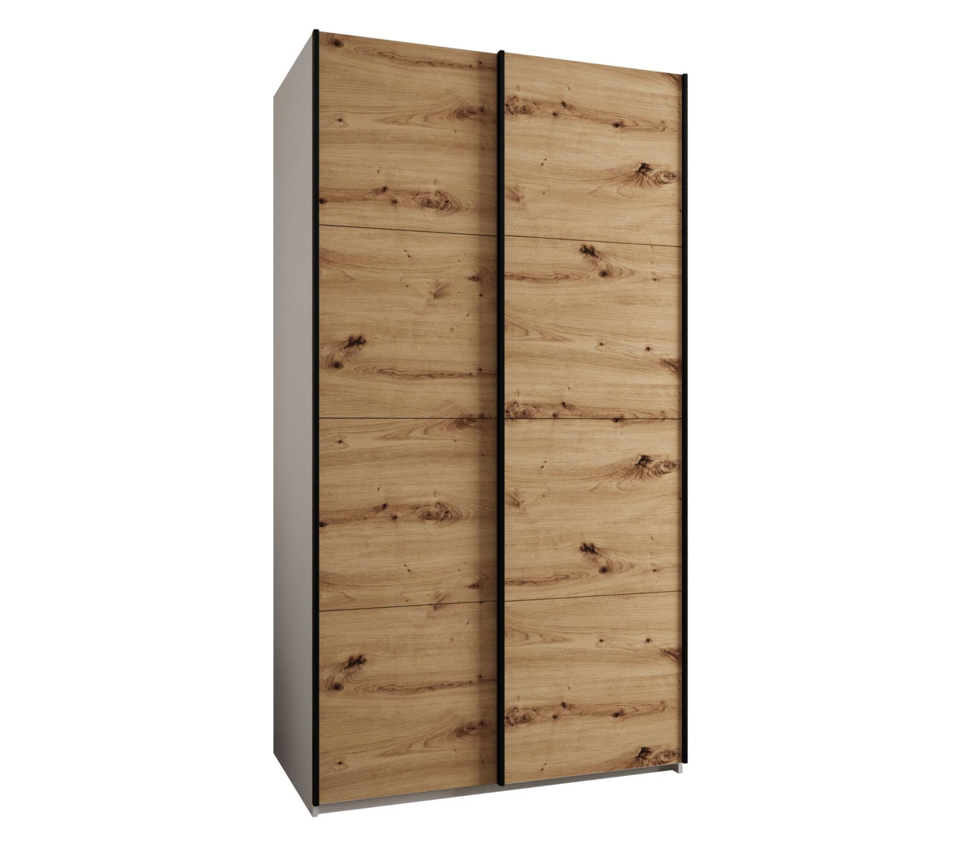 SCHWEBETÜRENSCHRANK 245,5/130/64 2-türig - Schwarz/Eiche Artisan, Holz/Metall (130/245/64cm) - Abiks Möbel