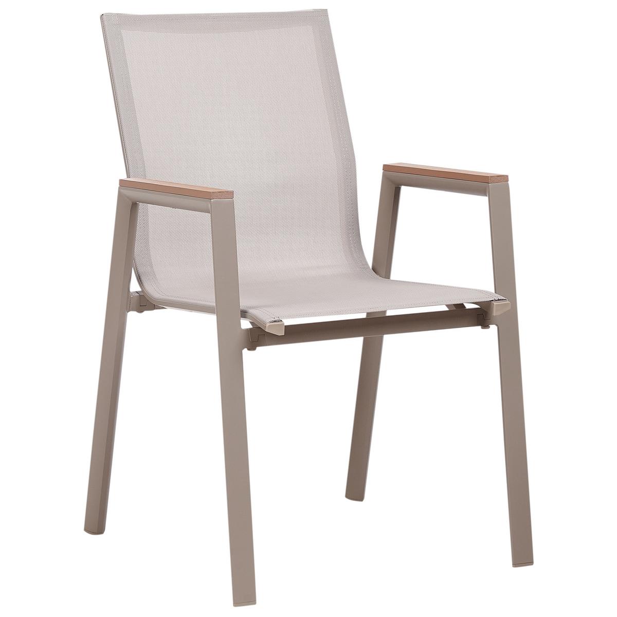GARTENSTUHL 4er Set Heller Holzfarbton Tiano - Hellbraun/Grau, Metall (56/90/56cm) - Beliani