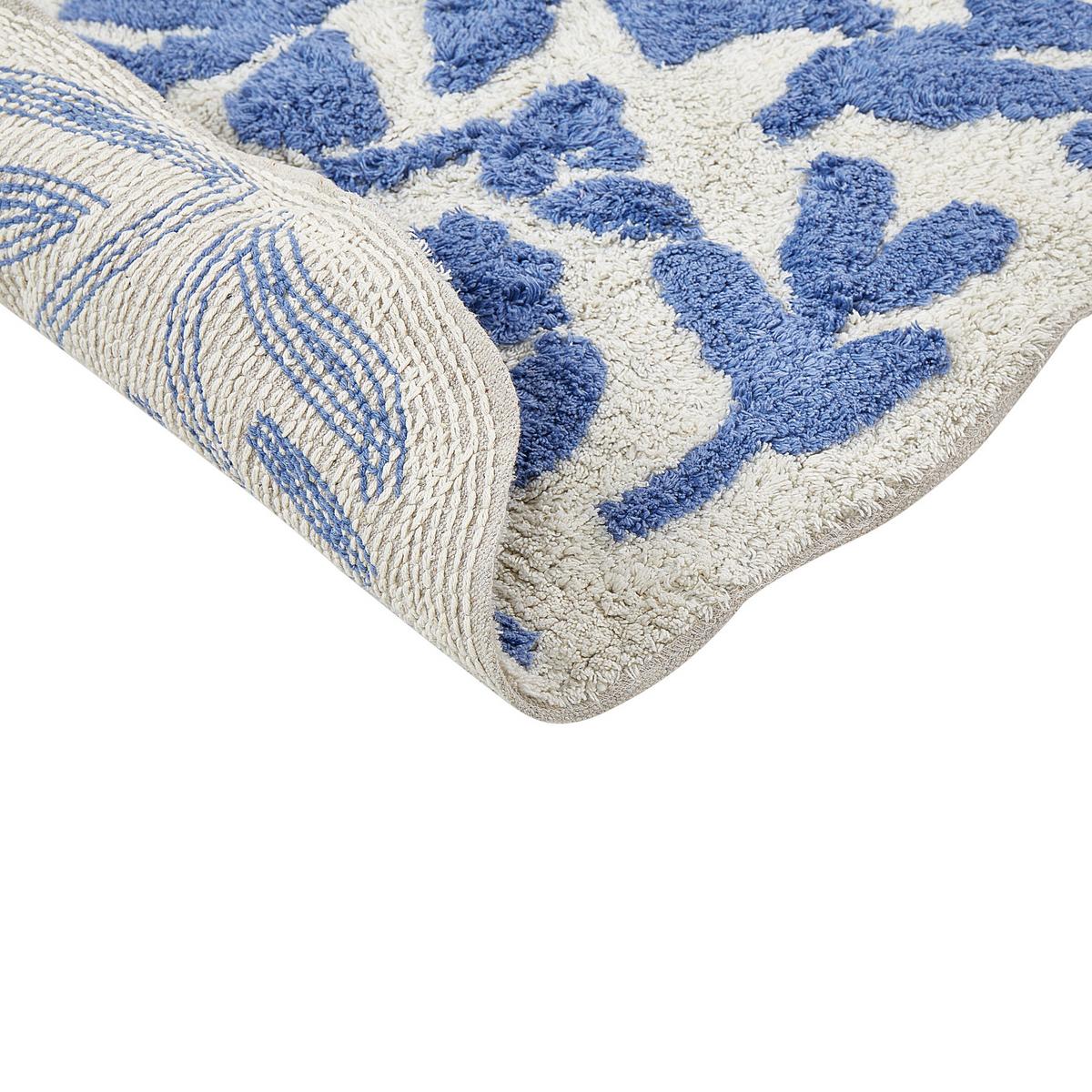 BADEMATTE Blau 60/90 cm Derik - Blau/Weiß, Textil (60/90cm) - Beliani