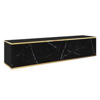LOWBOARD VENEZIA 135x32x30 cm mit 2 Türen Schwarz - Goldfarben/Multicolor, Holzwerkstoff (135/30/32cm) - MASSENO