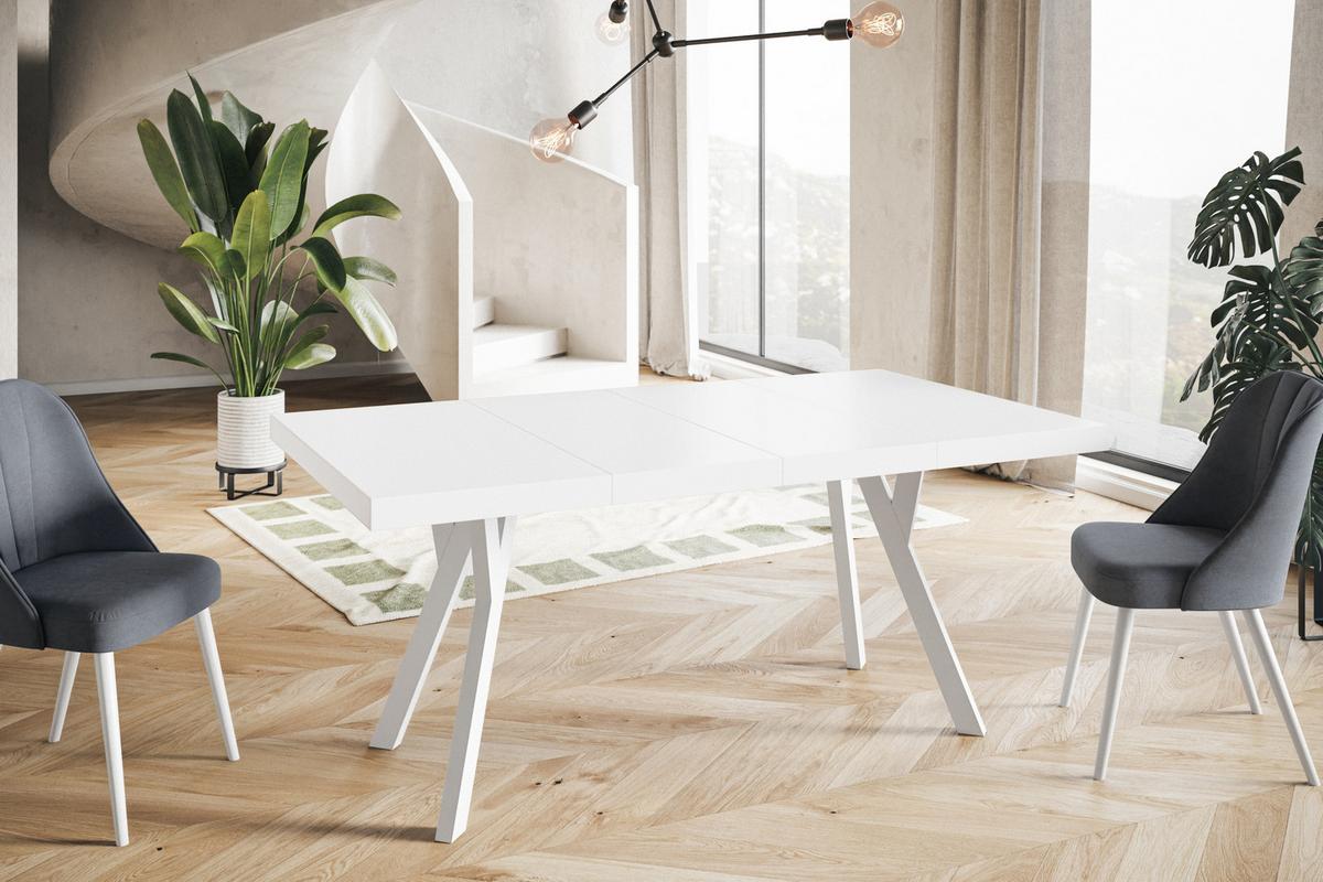 QUADRATISCHER Esstisch ausziehbar – Moderner Wohnzimmertisch und Küchentisch – Tisch mit Holzbeinen, Durchmesser 120 - 220 cm - Farbe Weiß - Weiß, Holzwerkstoff (120/120/77cm) - Alpi-Möbel