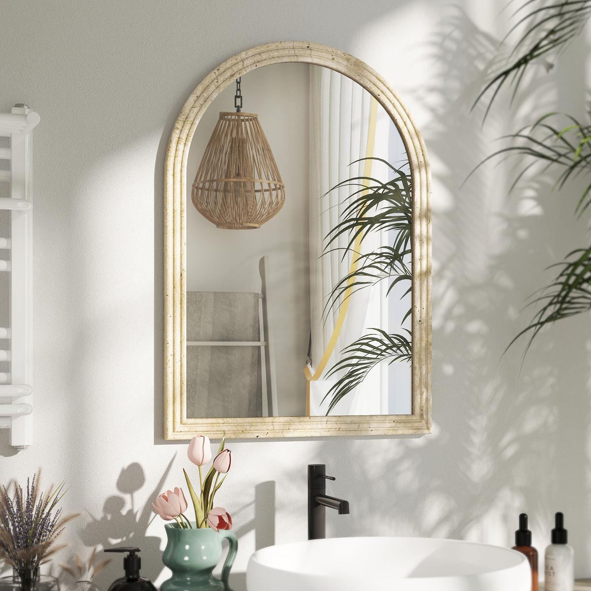 WANDSPIEGEL Polystyrol Glas Beige - Beige, Glas/Kunststoff (2/70/50cm) - HOMCOM